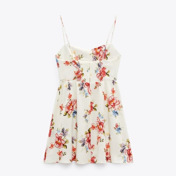 NEW ZARA PRINTED CORSET STYLE DRESS LINEN SPAGHETTI STRAPS WOMENS SIZE M - Picture 6 of 6